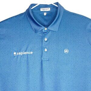 Peter Millar Summer Comfort Geometric Stretch Golf Polo Shirt Mens Blue XL